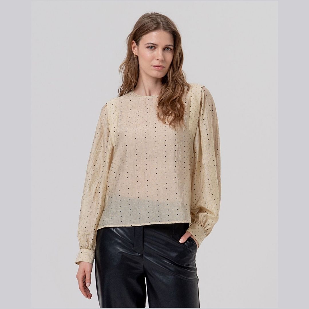 Surkana Blouse Shoulder Detail in Beige
