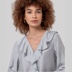 Surkana Ruffled Blouse in Light Grey