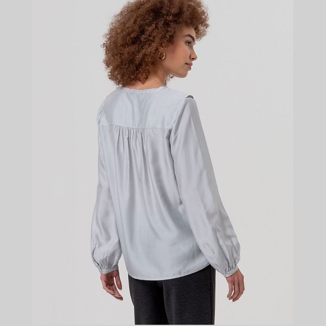 Surkana Ruffled Blouse in Light Grey