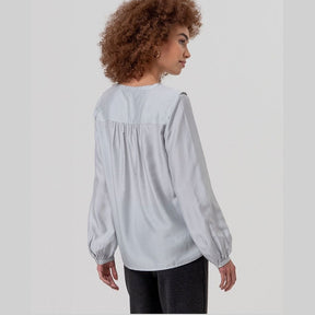 Surkana Ruffled Blouse in Light Grey