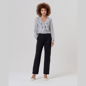 Surkana Ruffled Blouse in Light Grey