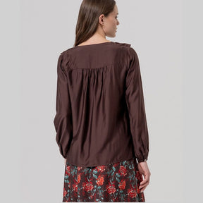 Surkana Ruffled Blouse in Chocolate
