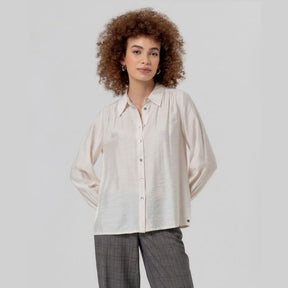 Surkana Shirt with Shoulder Gathers in Ecru