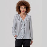 Surkana Ruffled Blouse in Light Grey