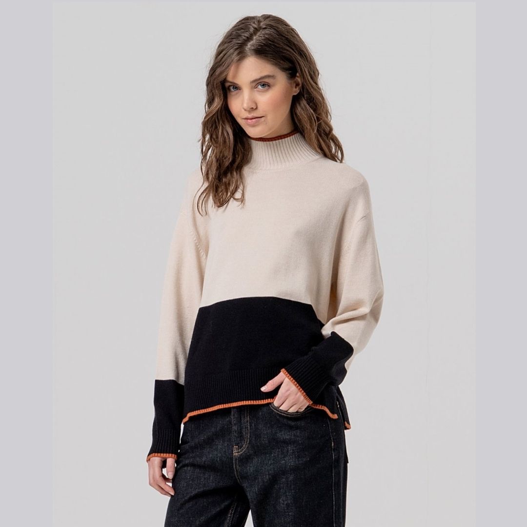 Surkana Perkins Neck Sweater in Ecru