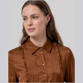 Surkana Shirt With Drawstrings in Brown