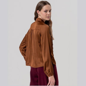 Surkana Shirt With Drawstrings in Brown