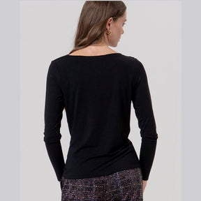Surkana Tshirt Asymmetrical Neck in Black
