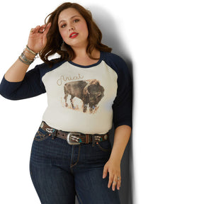 Ariat Women's Painted Dreams T-Shirt in Coconut Milk/Navy