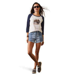 Ariat Women's Painted Dreams T-Shirt in Coconut Milk/Navy