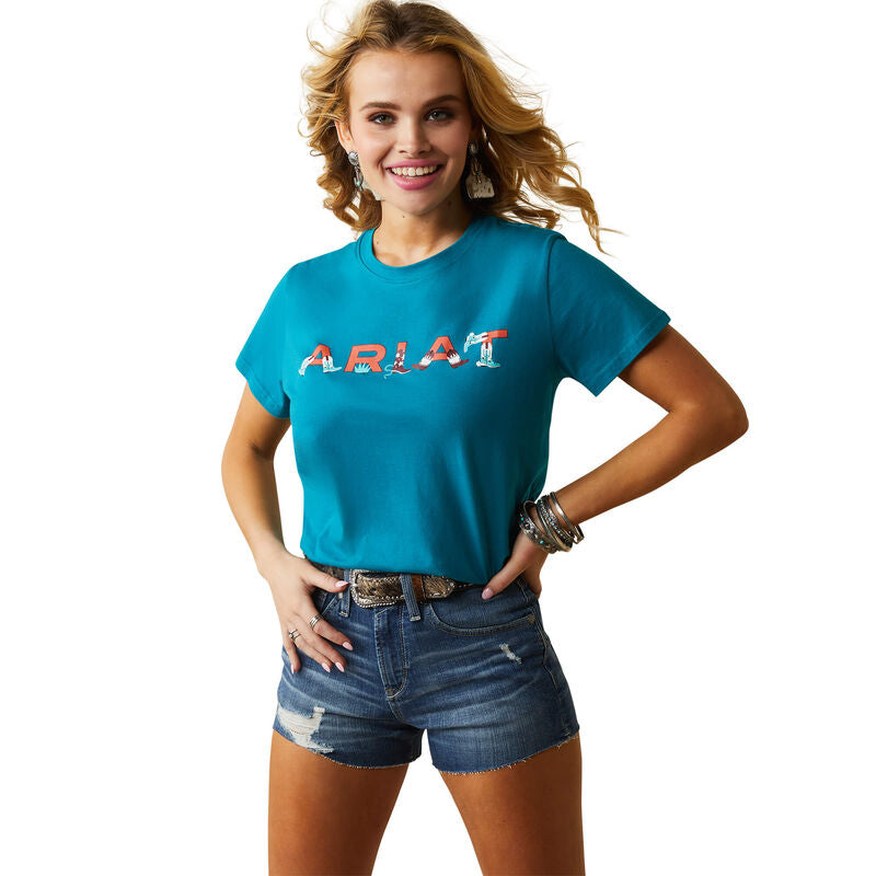 Ariat Real Boot Kickin' Logo T-Shirt in Exotic Plume
