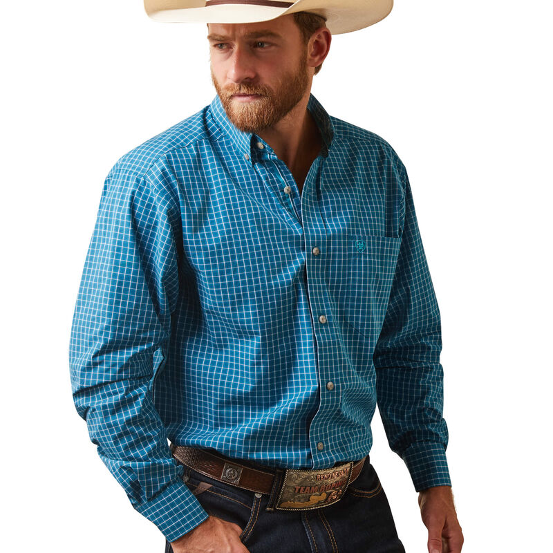 Ariat Men's Pro Series Kyzer Fitted Shirt in Lyons Blue