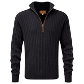 Schoffel Men's Cotton Cashmere Cable 1/4 Zip Jumper in Charcoal