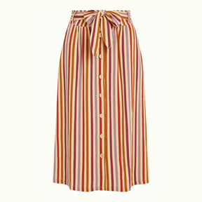 King Louie Women's Lola Button Skirt Cassava Stripe in Marzipan