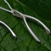 Spirit Wishbone Silver Necklace Matte