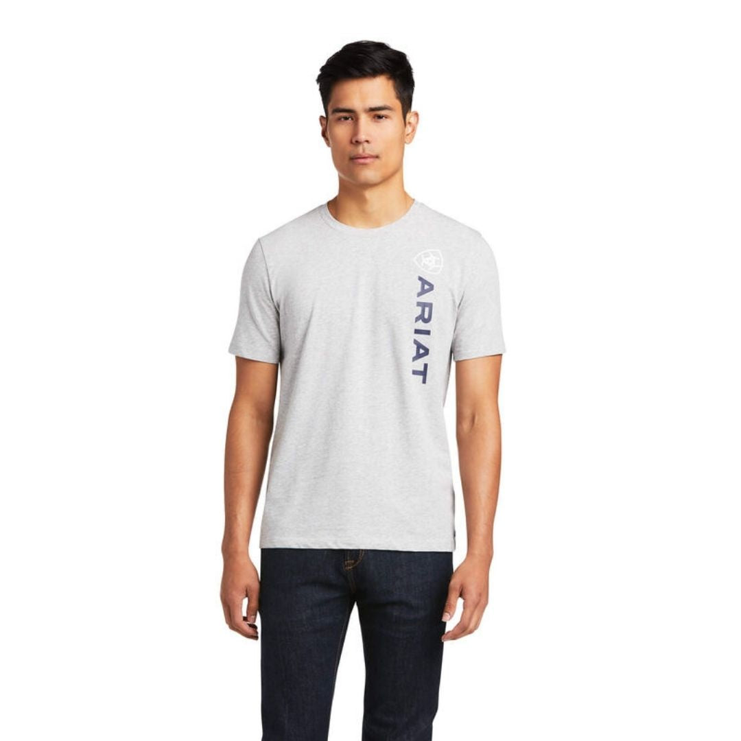 Ariat Men's Vertical Logo T-Shirt in Heather Grey