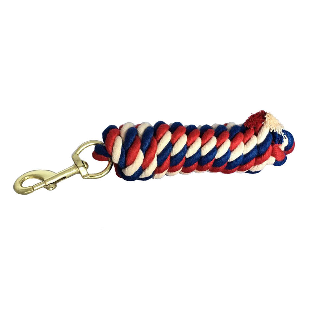 Celtic Equine Chukka Cotton Lead rope in Red/Navy/Champagne