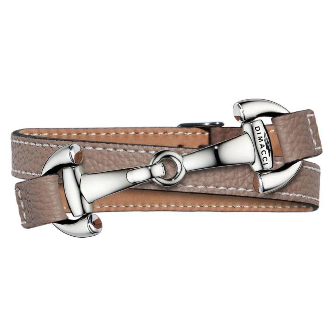 Dimacci Alba Horse Bit Bracelet in Taupe & Silver