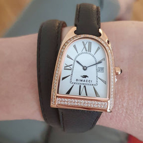 Dimacci Nicy Queen Watch in Black & Rose Gold with Swarovski Crystals