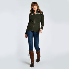 Dubarry Women's Balbriggan Full Zip Jumper in Olive