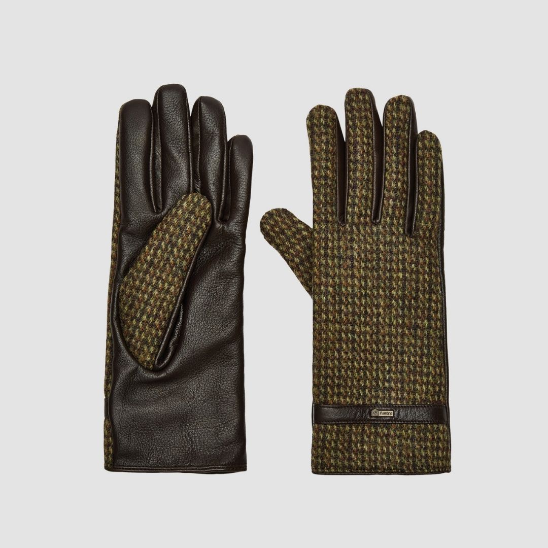 Dubarry Ballycastle Tweed Leather Gloves in Heath