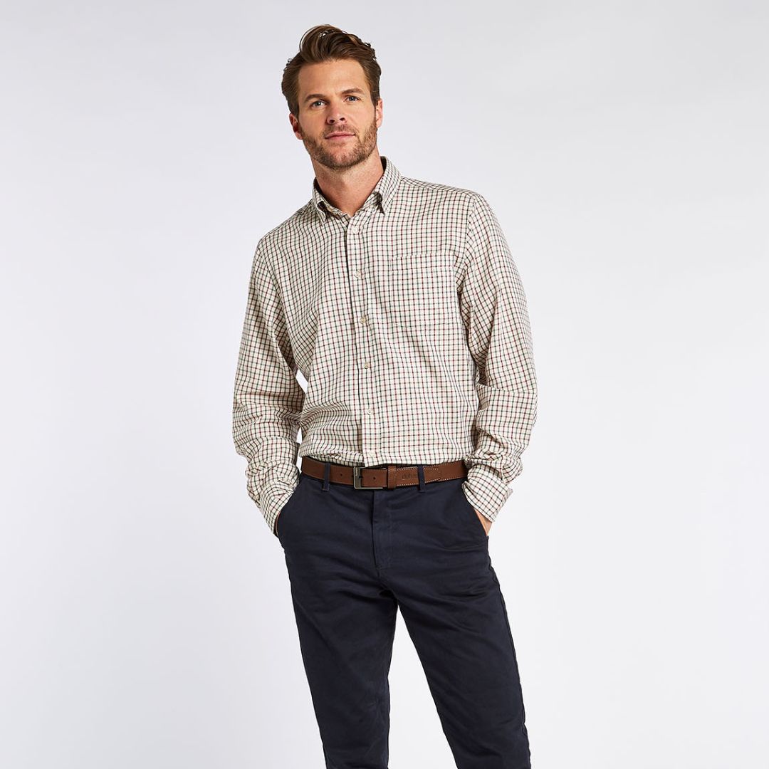 Dubarry Men's Connell Check Shirt in Dark Pebble