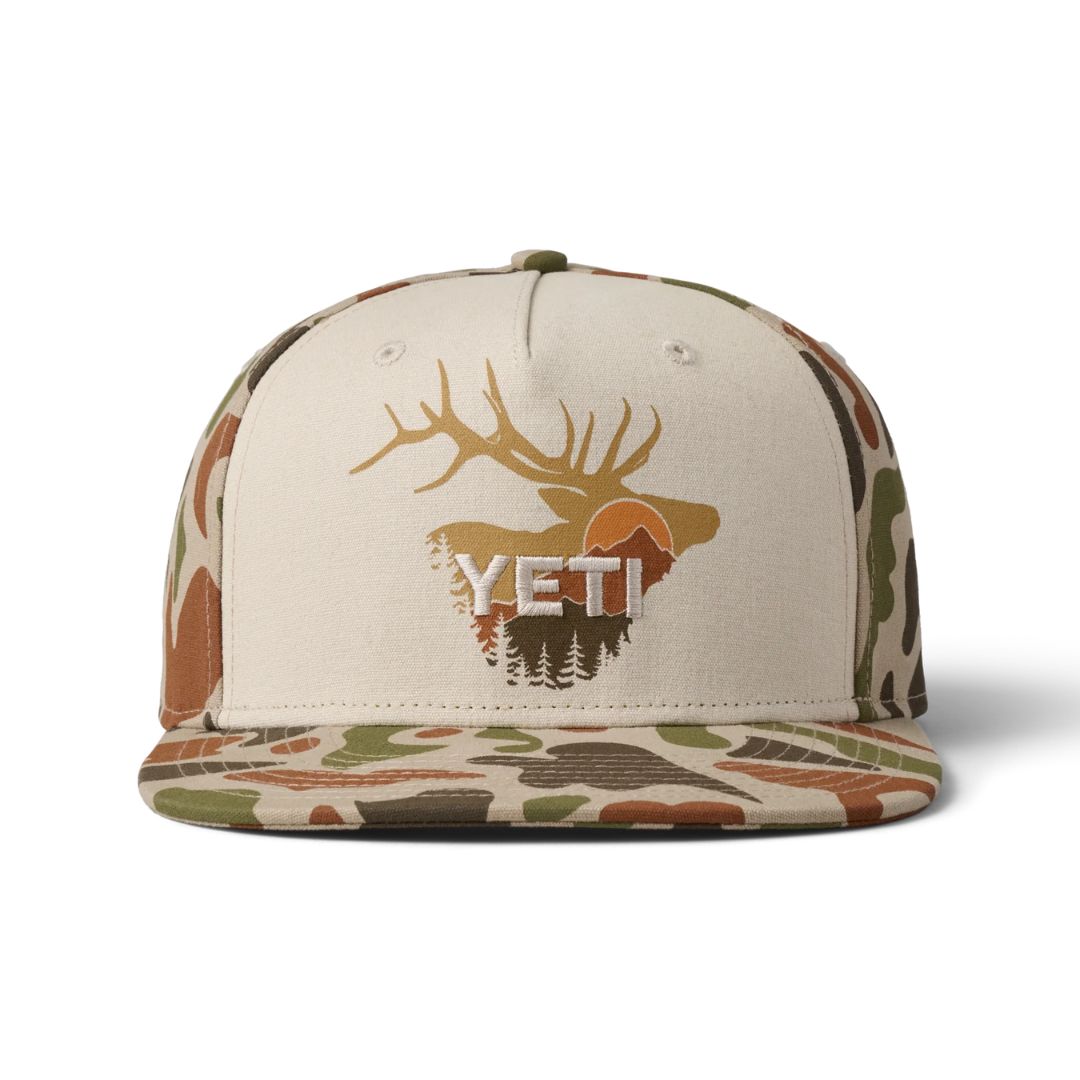 Yeti Sunrise Elk Flat Brim Hat Tan/Brown