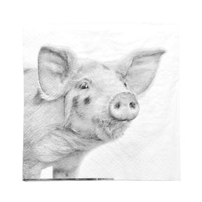 Esschert Design Farm Animals Paper Napkins L in Black/White