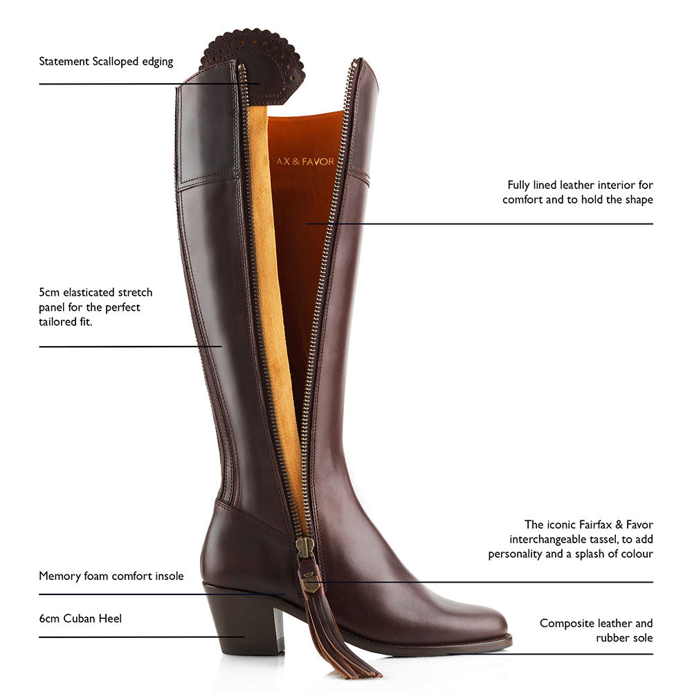 Fairfax & Favor Heeled Regina Leather Boot in Mahogany