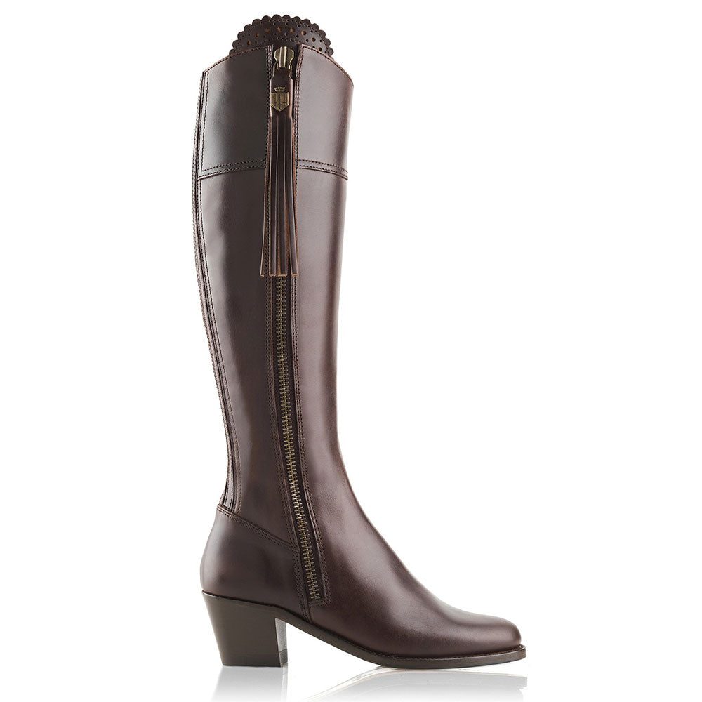 Fairfax & Favor Heeled Regina Leather Boot in Mahogany