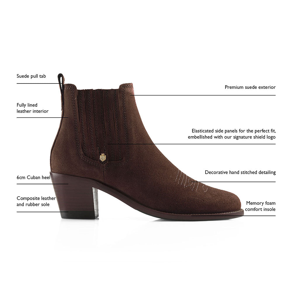 Fairfax & Favor Rockingham Suede Ankle Boot in Chocolate