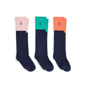 Fairfax & Favor Women's Signature Socks Gift Set in Jade/Coral/Blush