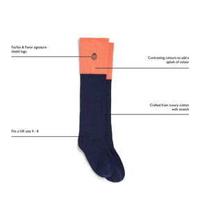 Fairfax & Favor Women's Signature Socks Gift Set in Jade/Coral/Blush