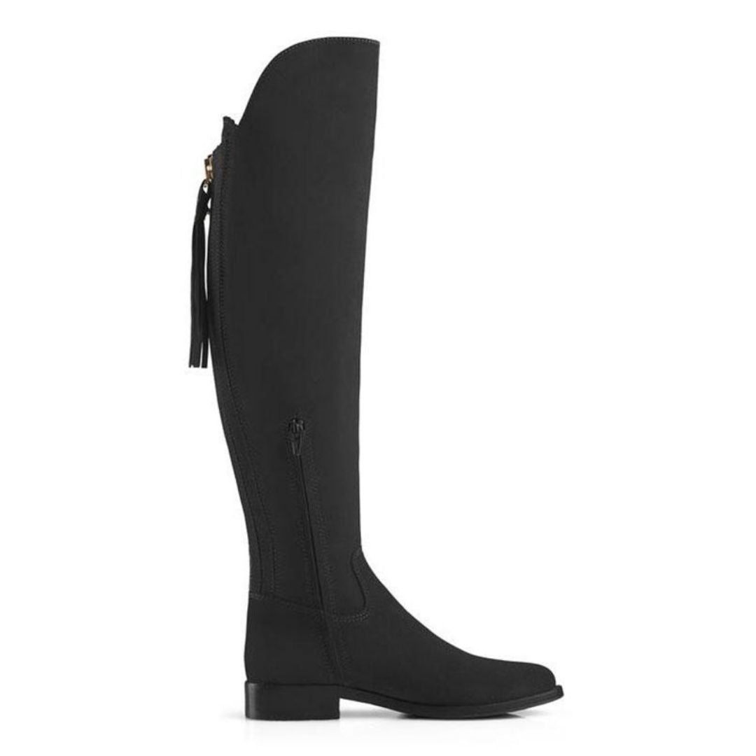 Fairfax & Favor Amira Flat Over the Knee Suede Boot in Black