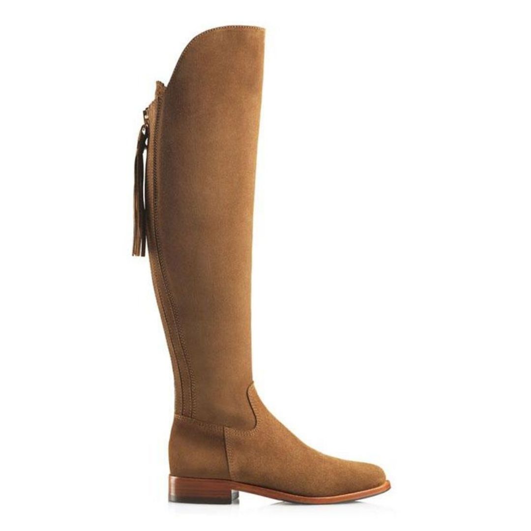 Fairfax & Favor Amira Flat Over the Knee Suede Boot in Tan