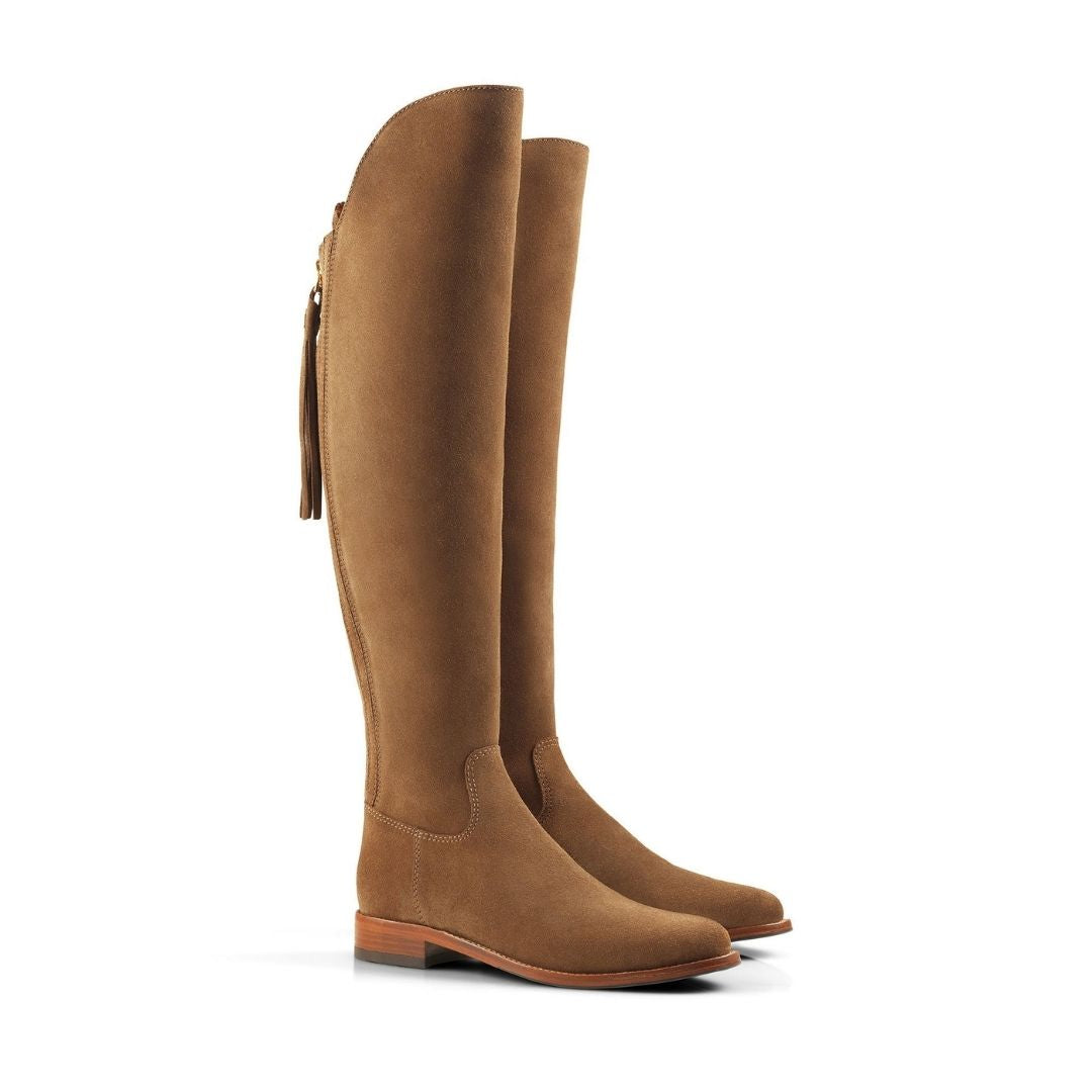 Fairfax & Favor Amira Flat Over the Knee Suede Boot in Tan