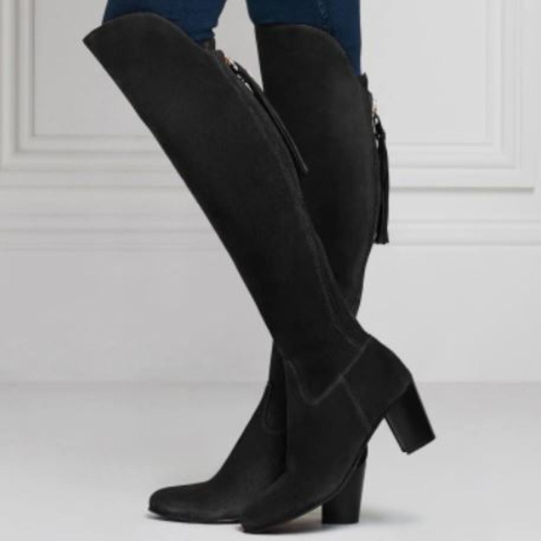 Fairfax & Favor Amira Heeled Over the Knee Suede Boot in Black