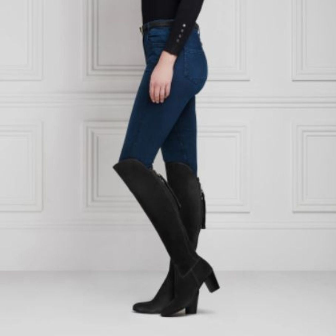 Fairfax & Favor Amira Heeled Over the Knee Suede Boot in Black