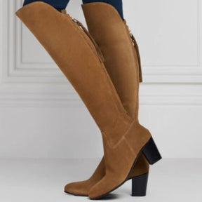 Fairfax & Favor Amira Heeled Over the Knee Suede Boot in Tan