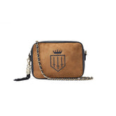 Fairfax & Favor Finsbury Crossbody Suede Handbag in Tan & Navy