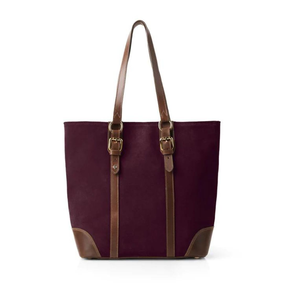 Fairfax & Favor Gatcombe Suede Tote Bag in Plum