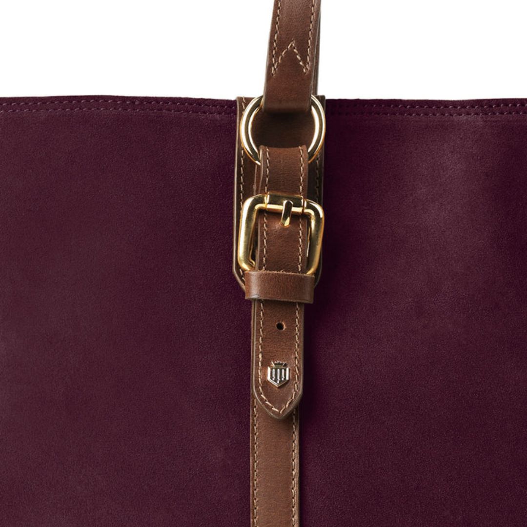 Fairfax & Favor Gatcombe Suede Tote Bag in Plum