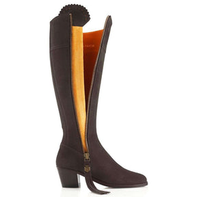 Fairfax & Favor Heeled Regina Suede Boot in Chocolate