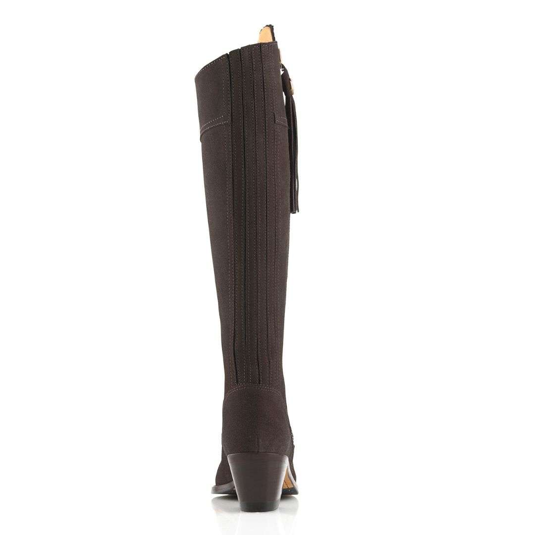 Fairfax & Favor Heeled Regina Suede Boot in Chocolate