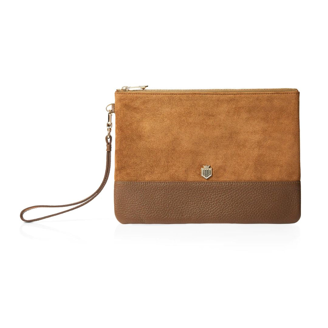 Fairfax & Favor Highbury Leather & Suede Clutch in Tan