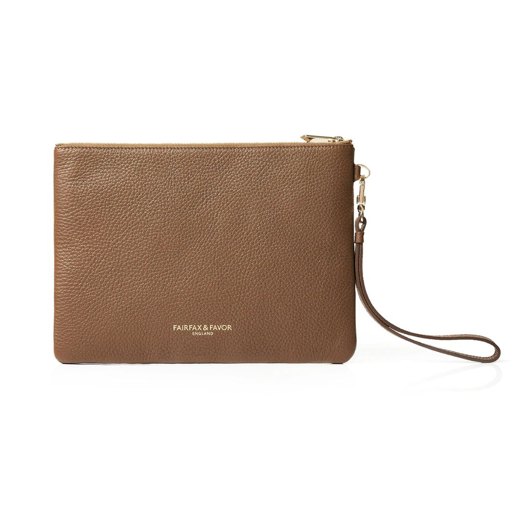 Fairfax & Favor Highbury Leather & Suede Clutch in Tan