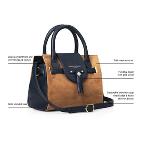 Fairfax & Favor Mini Windsor Handbag in Tan & Navy