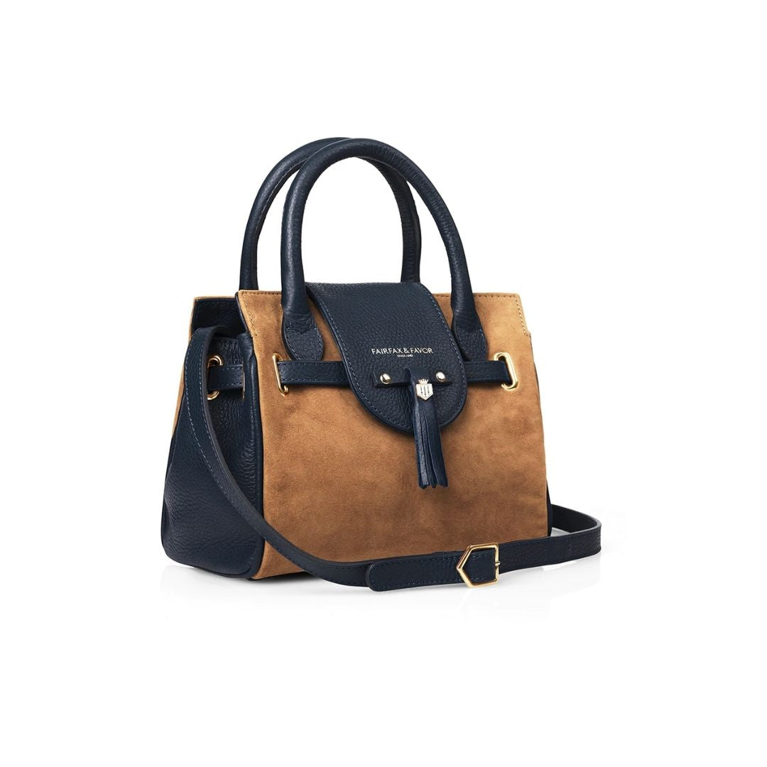 Fairfax & Favor Mini Windsor Handbag in Tan & Navy