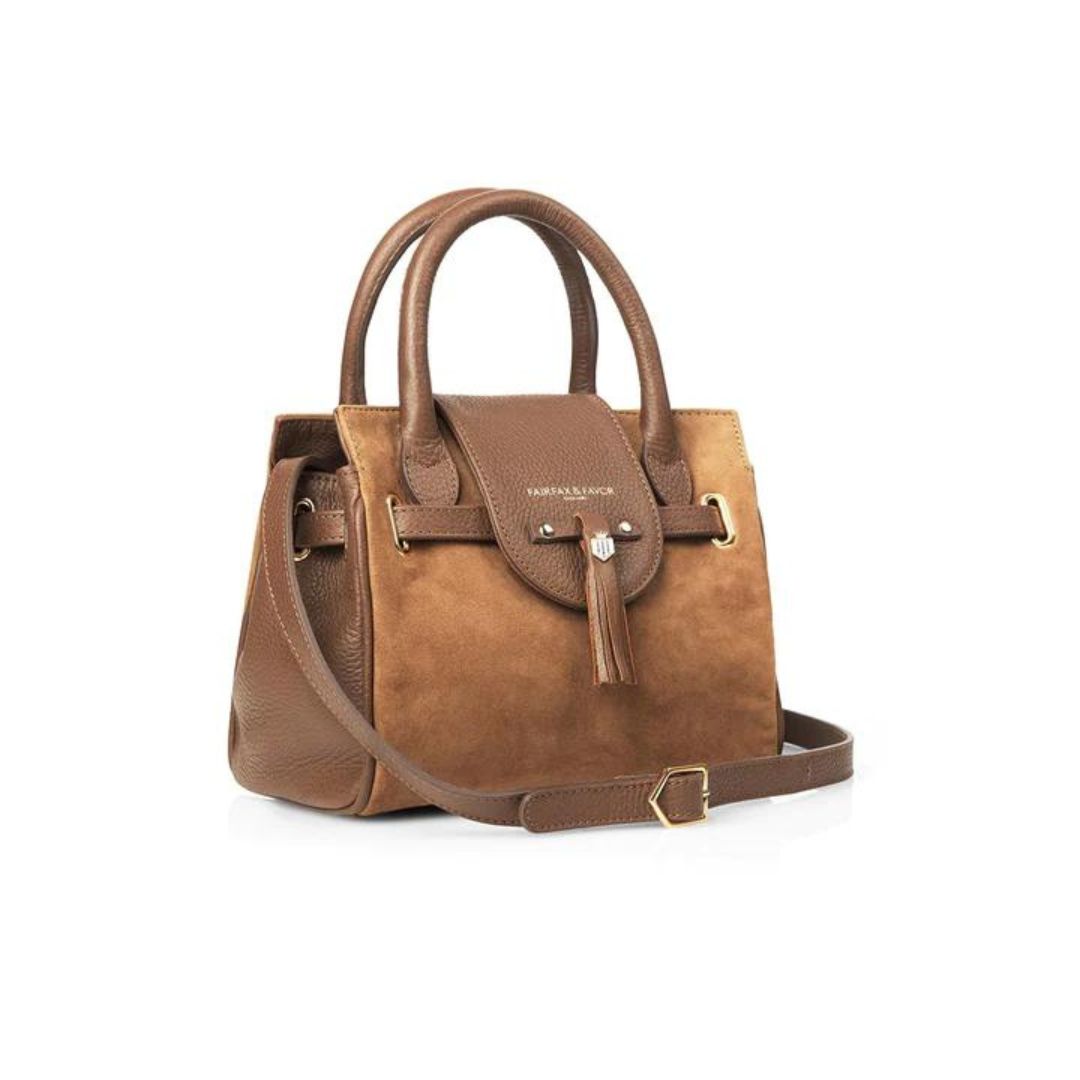 Fairfax & Favor Mini Windsor Suede Handbag in Tan