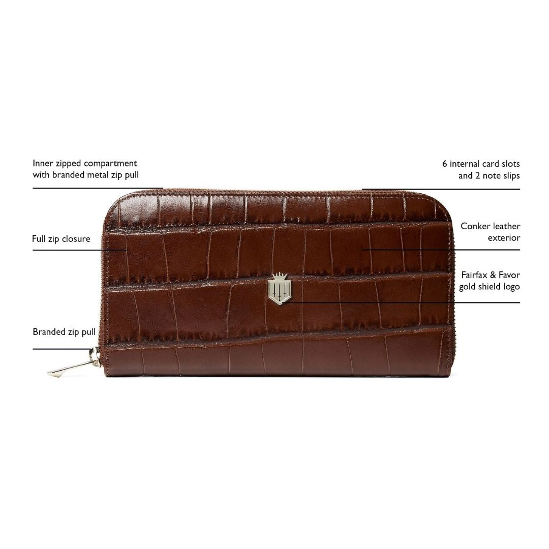 Fairfax & Favor Salisbury Leather Purse in Conker